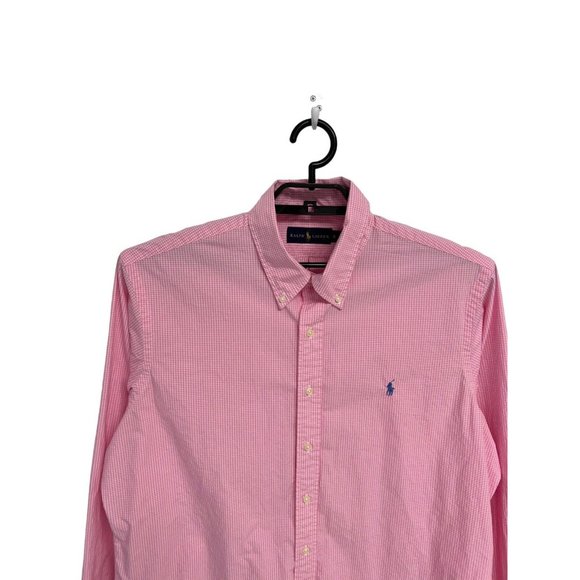 Ralph Lauren Men's Light Pink Checked Collared Button Up Dress Shirt Size XL - Picture 4 of 11